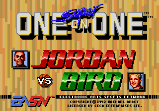 Jordan vs Bird Super One-On-One title screen for Sega Genesis